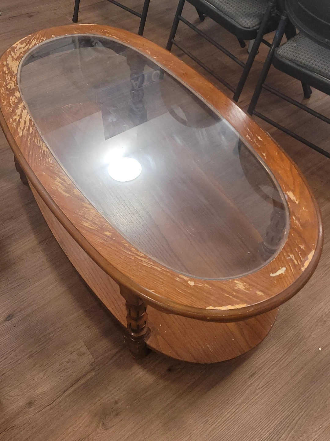 Oval Coffee Table with Glass Top