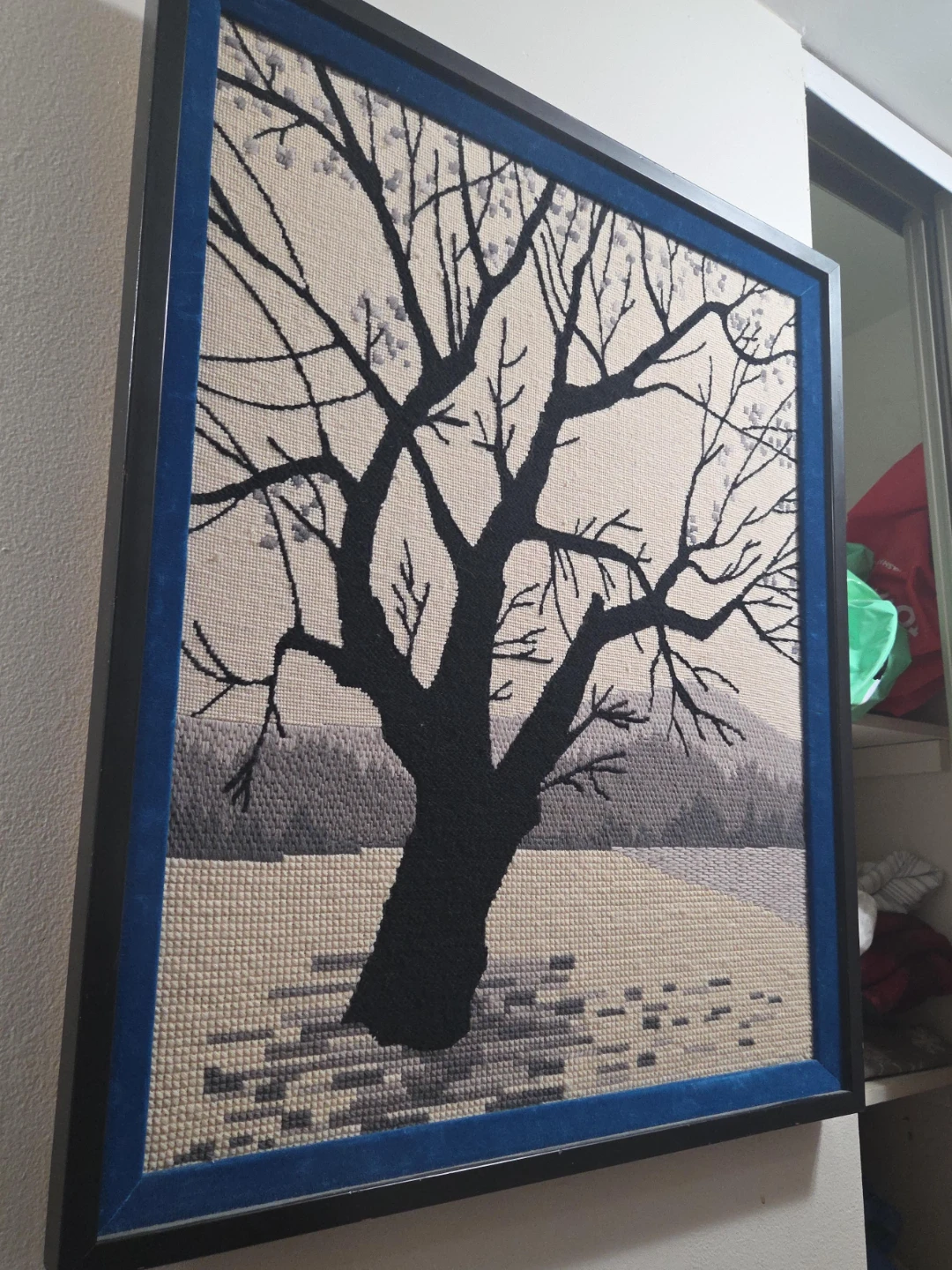 Framed Needlepoint Art - Tree Scene