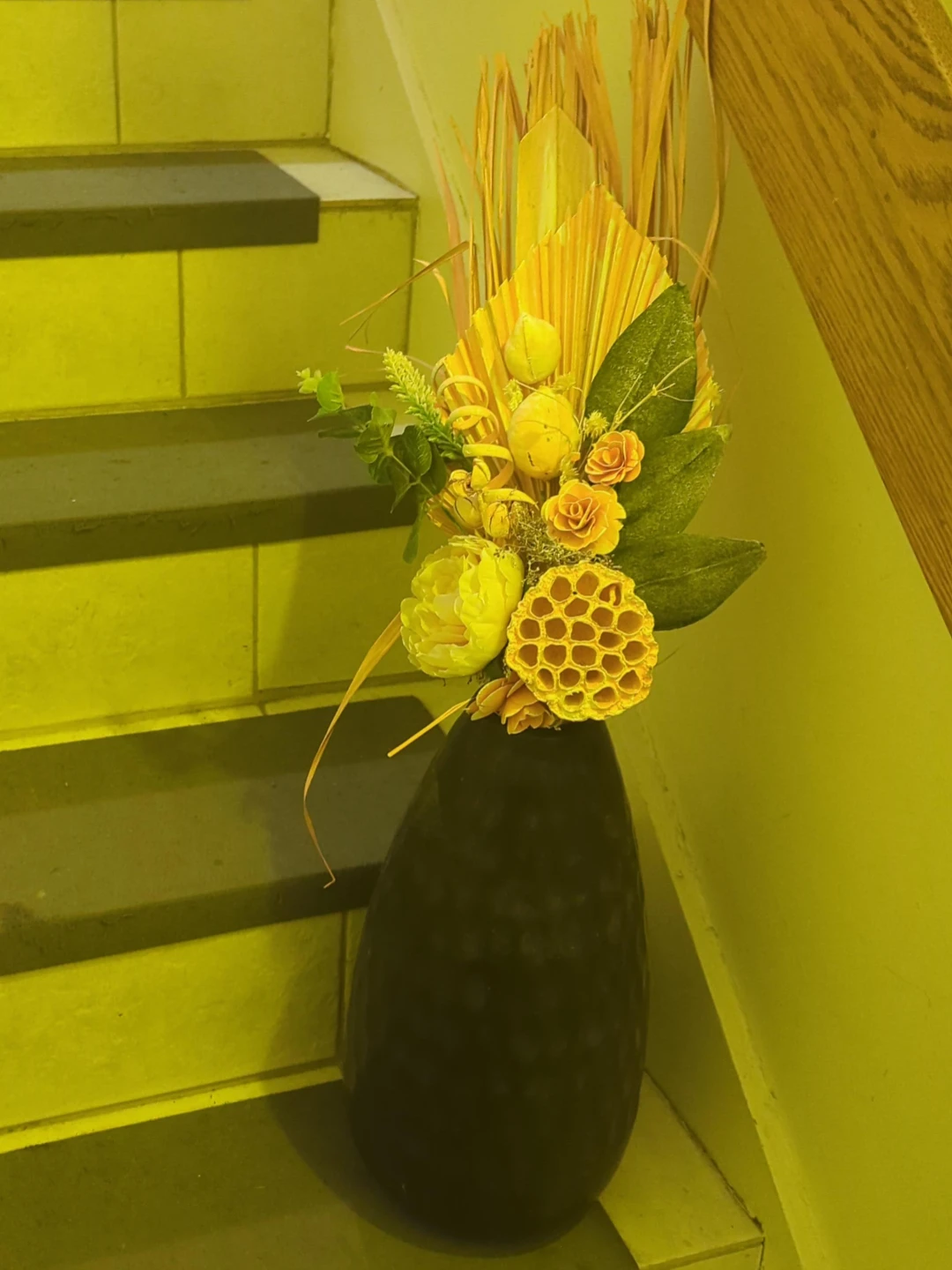 Artificial Flower Arrangement in Black Vase