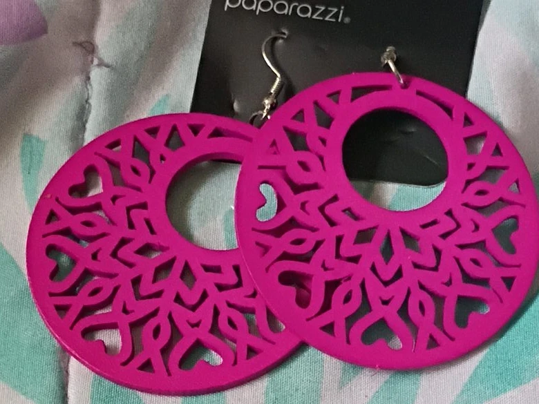 Paparazzi Pink Wood Statement Earrings