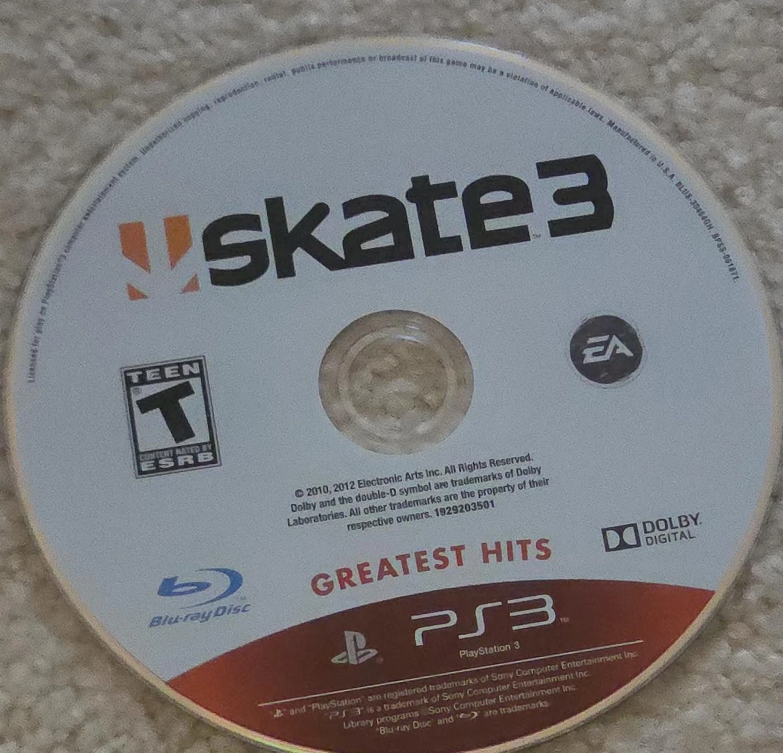 Skate 3 Greatest Hits PS3 Blu-ray Disc