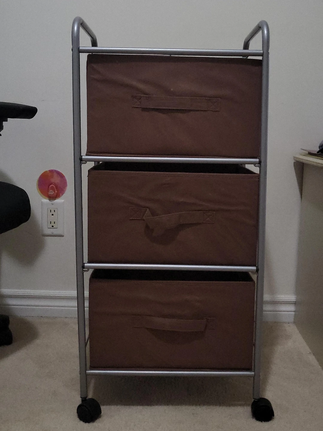 3-Drawer Rolling Storage Cart - Brown