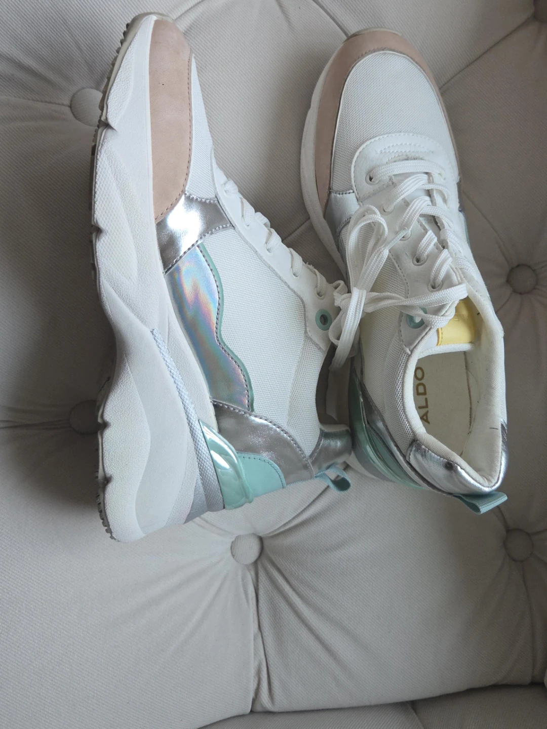 ALDO Women's White & Silver Fashion Sneakers