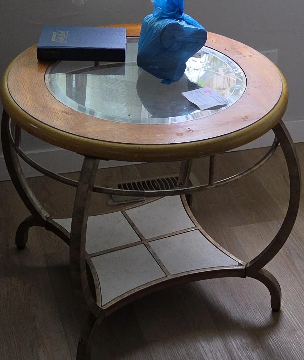 Round Accent Table with Glass Top