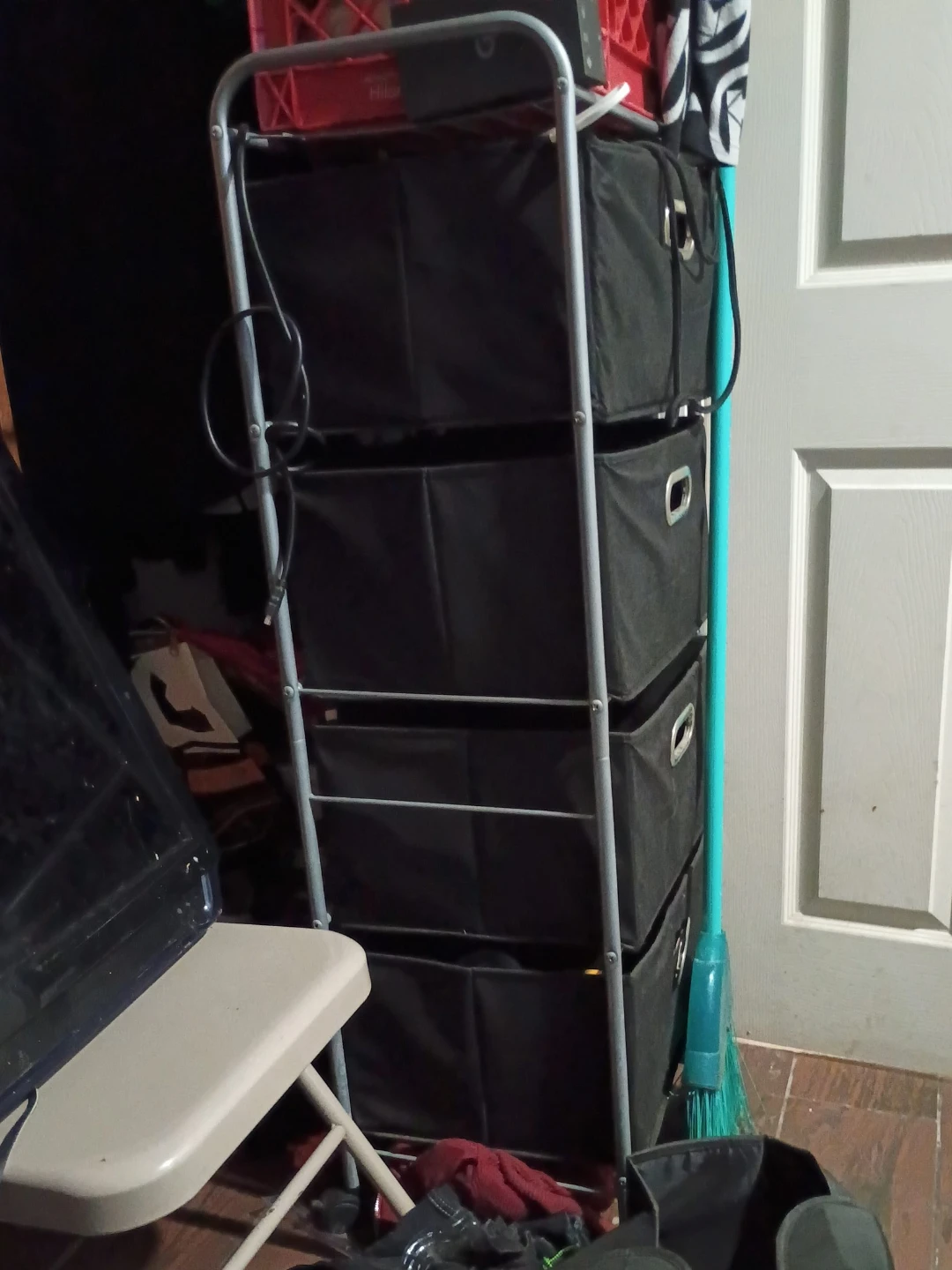 Black Fabric Storage Organizer Shelf 4-Drawer Unit