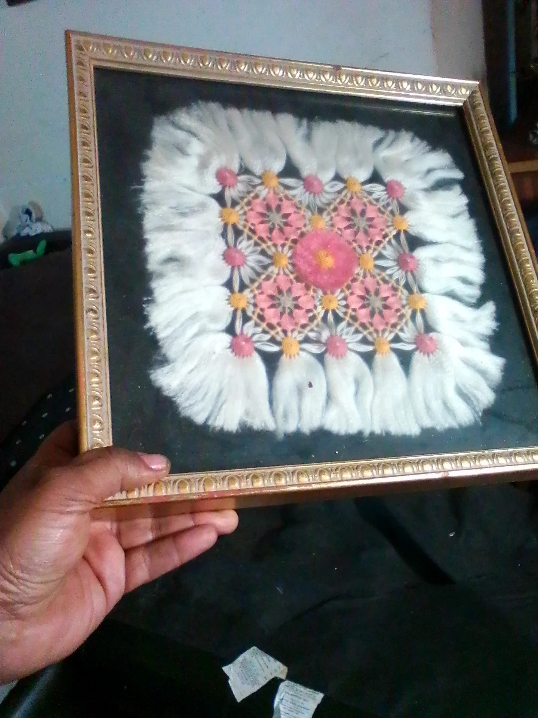Framed Floral Embroidered Art