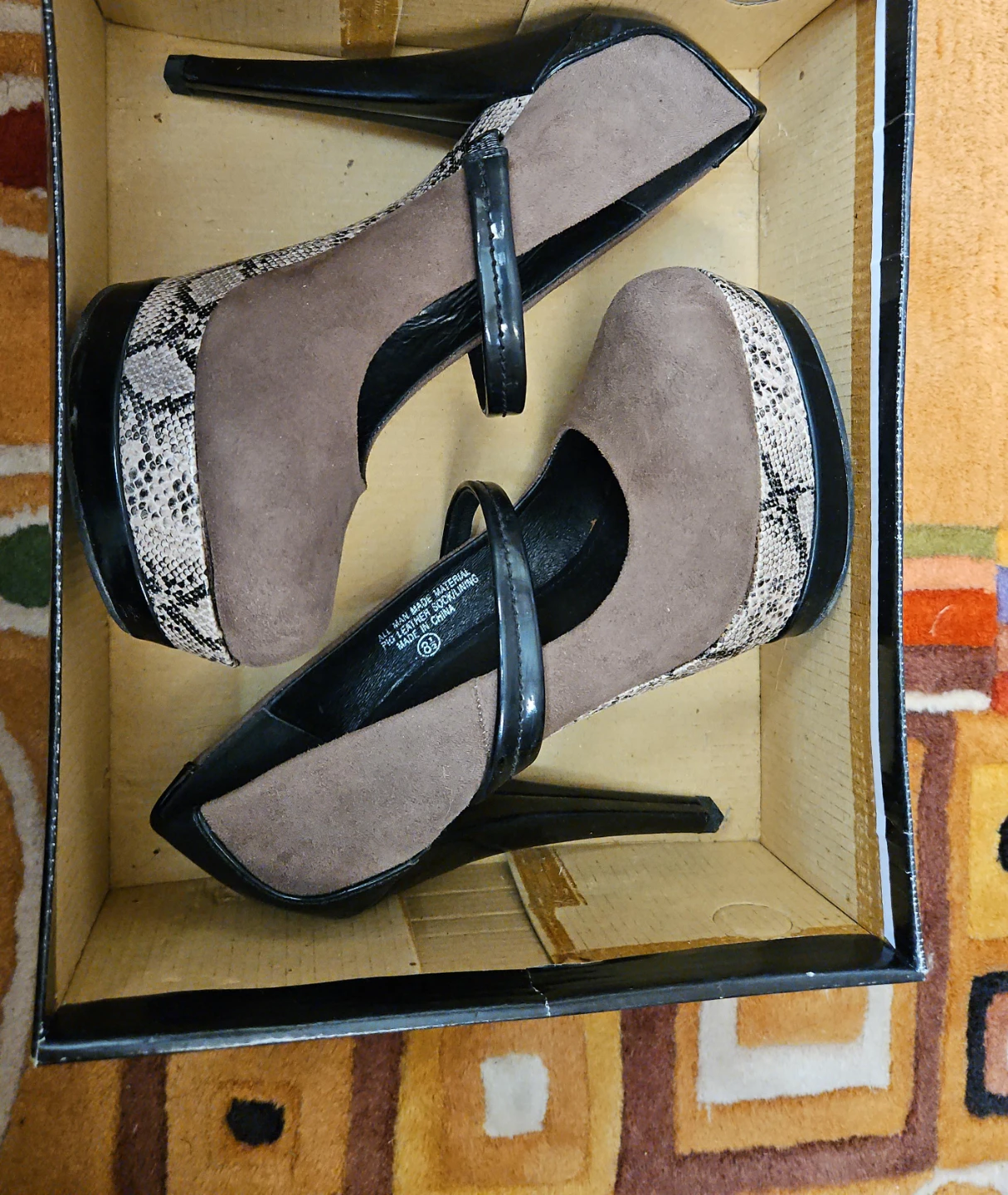 Women's Brown & Black High Heels Size 8.5