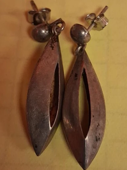 Silver teardrop hollow drop earrings