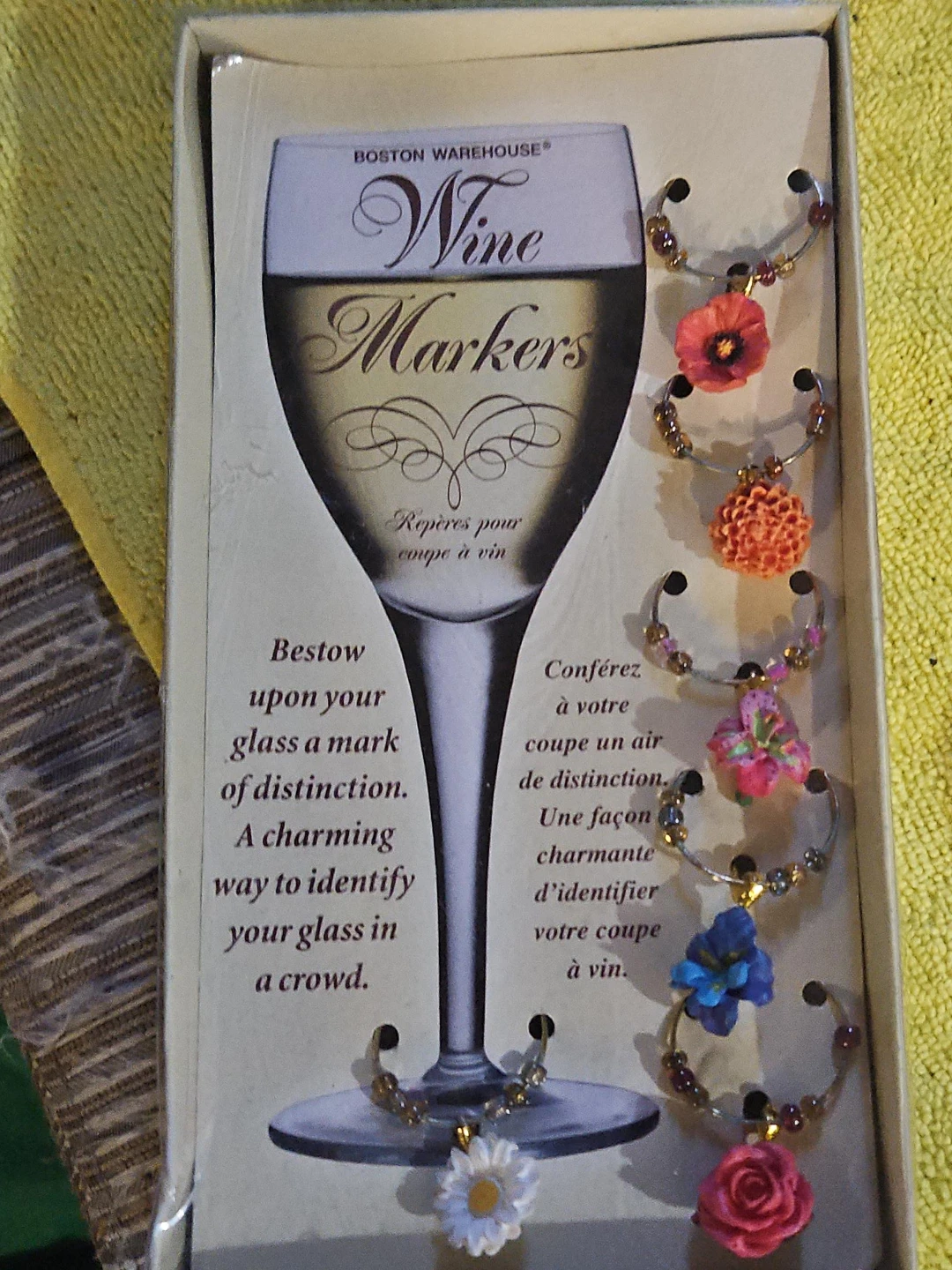 Boston Warehouse Wine Markers Flower Set