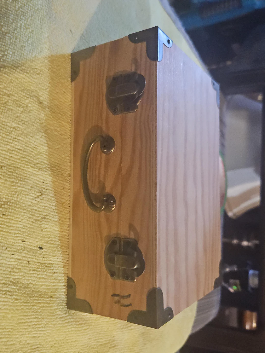 Wooden Storage Box with Handle and Clasps