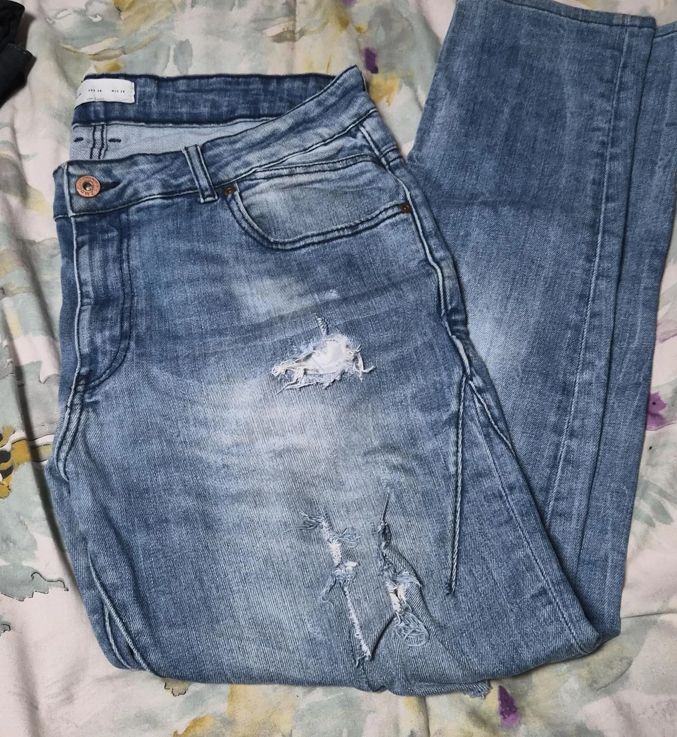 Blue Distressed Denim Jeans