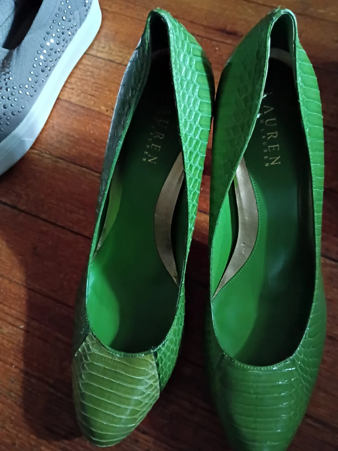 Lauren Ralph Lauren Women's Green Snake Print Heels