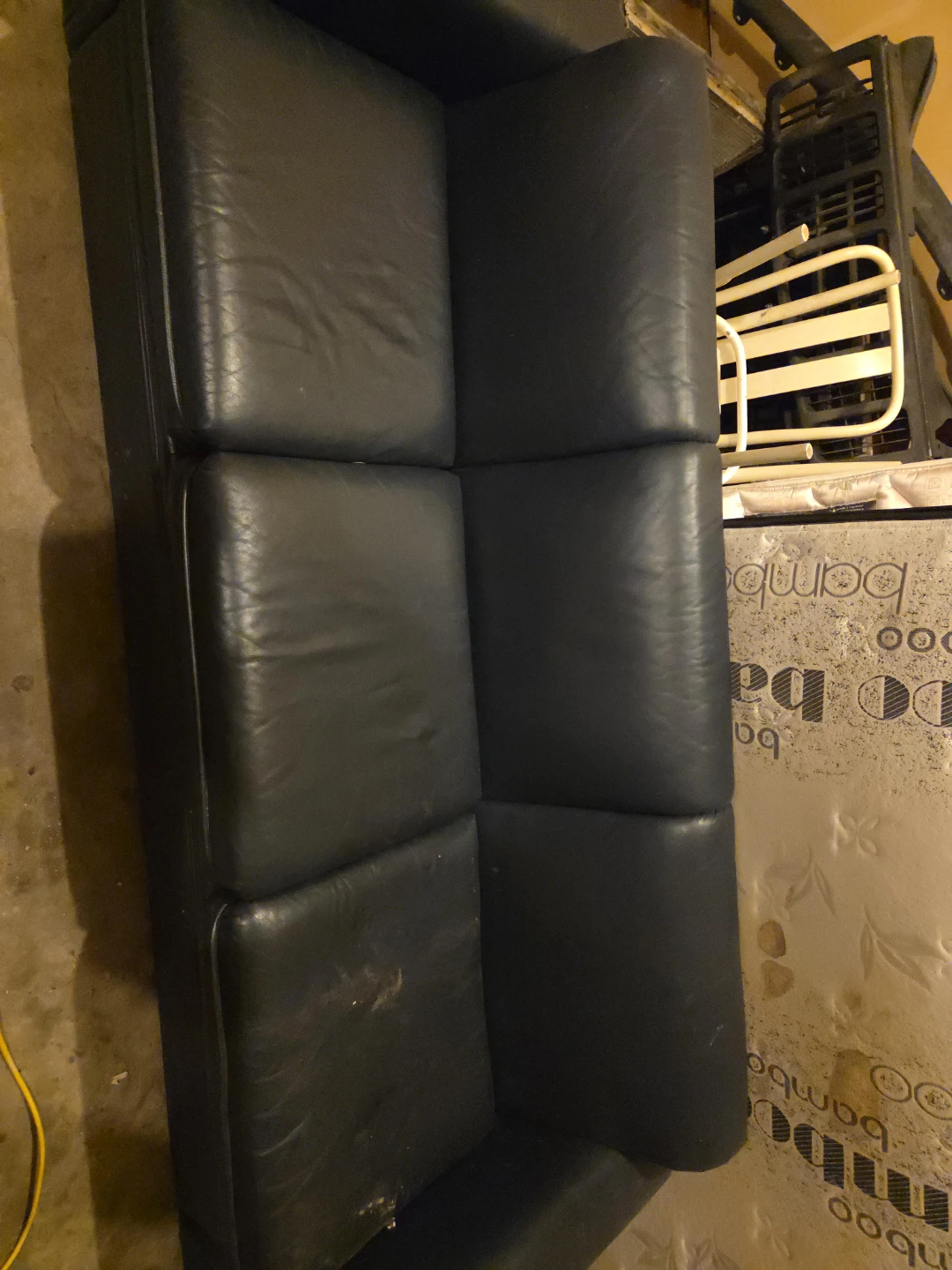 Dark Blue Leather Sofa