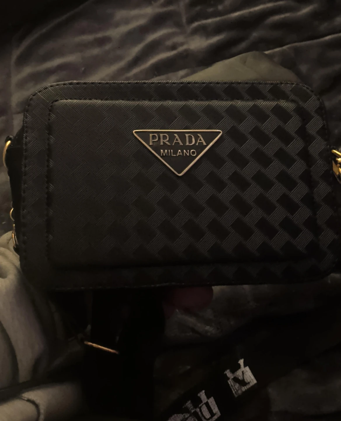 Prada Milano Black Textured Crossbody Bag