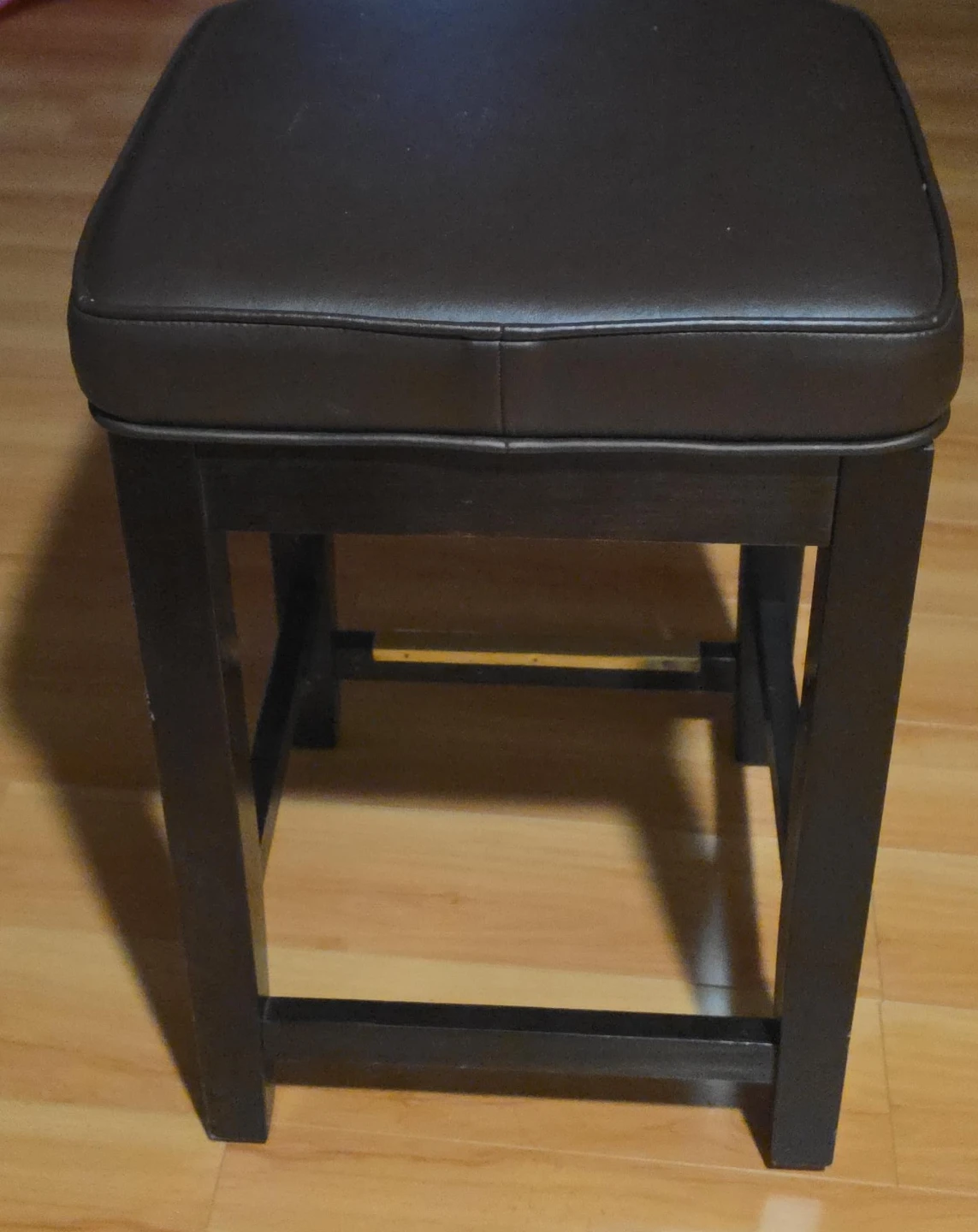 Dark Brown Faux Leather Footstool Stool