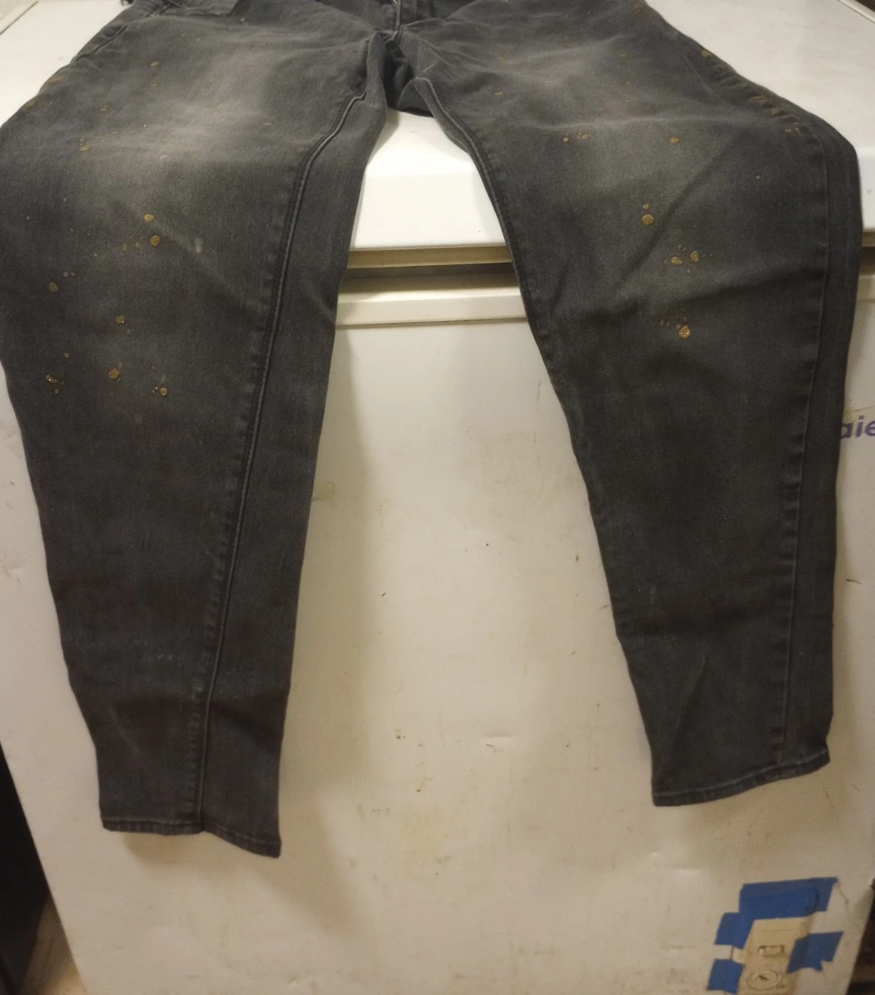 Gray Denim Jeans with Splatter Detail