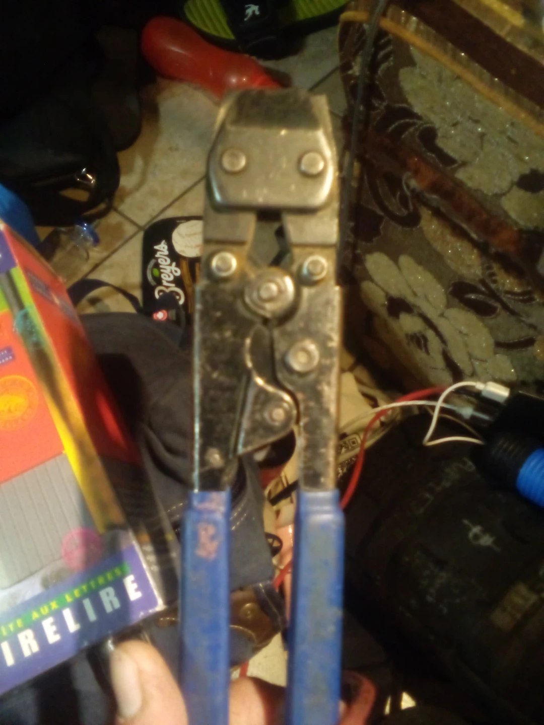 Crimping Tool with Blue Handles