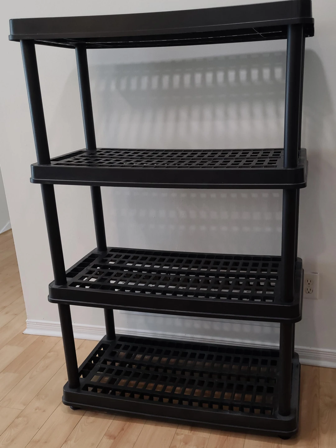 Black 4-Tier Plastic Shelving Unit