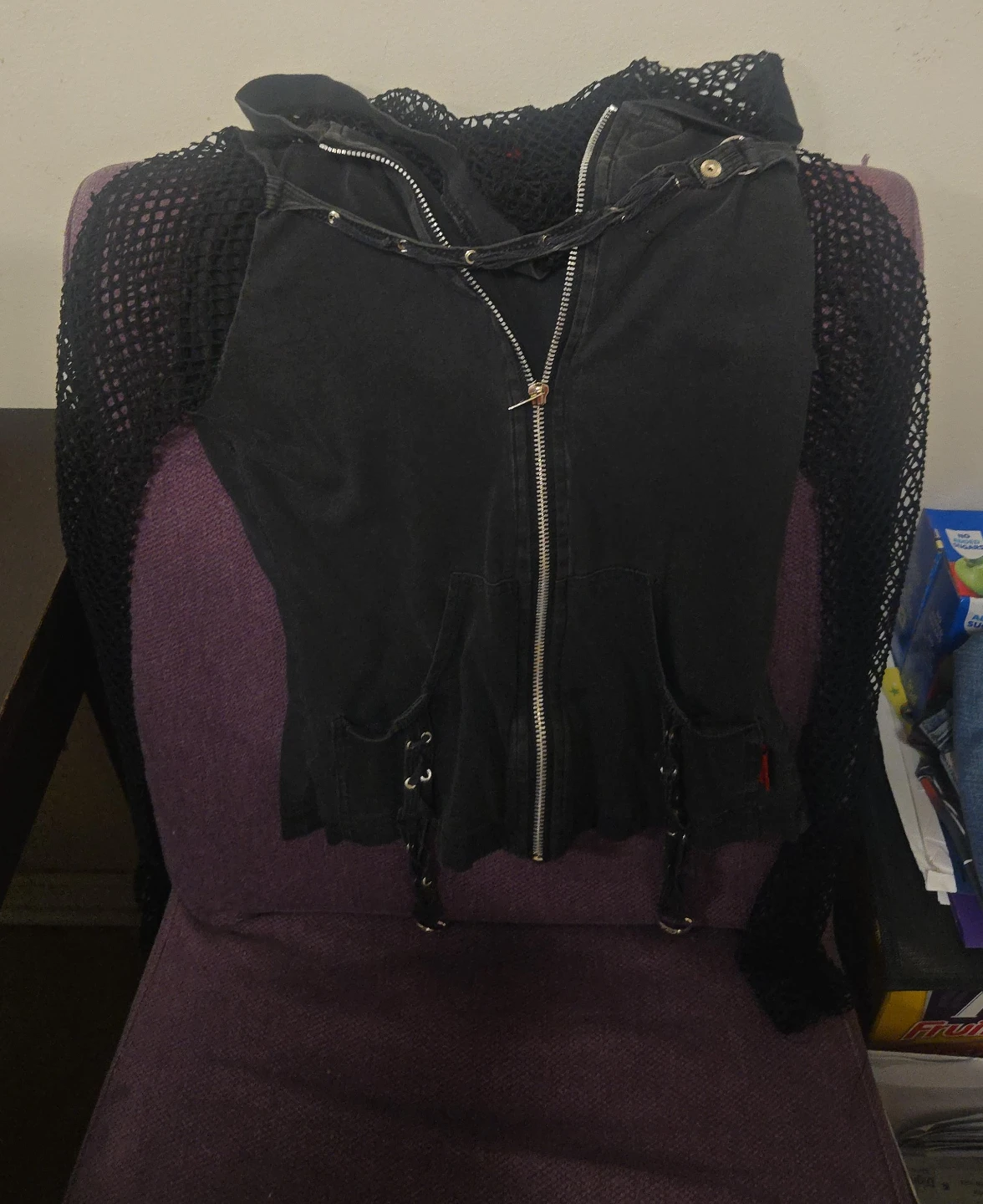 Tripp NYC Black Fishnet  Zip-Up Hoodie - photo 4