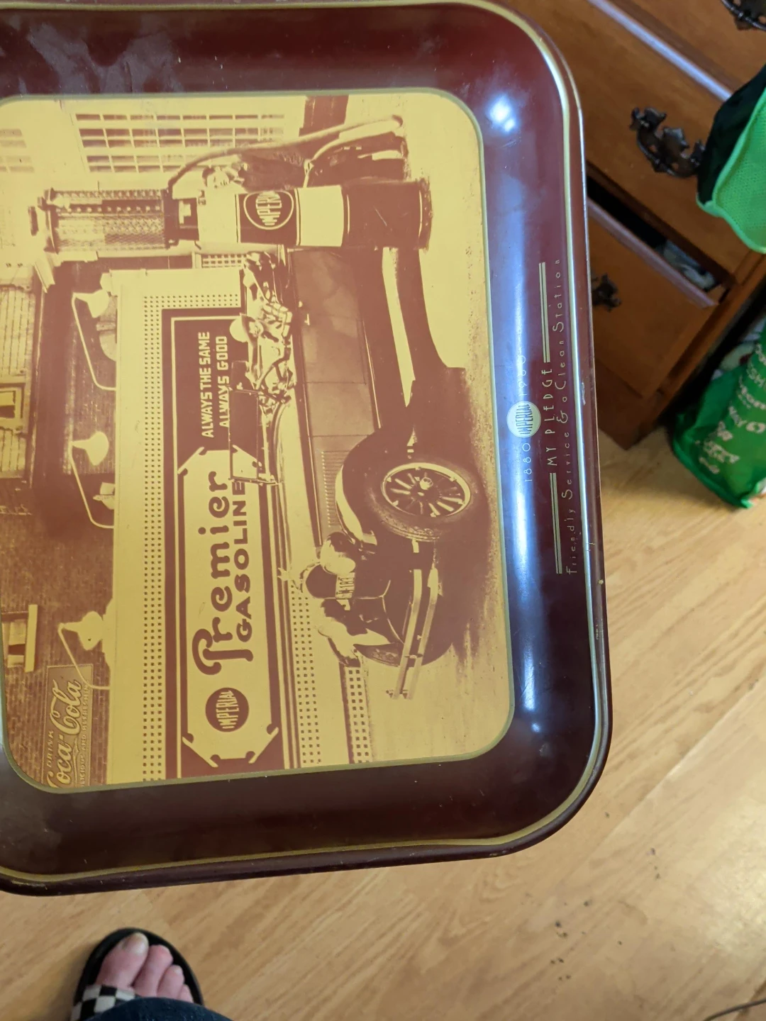 No -pip Vintage Premier Gasoline Coca-Cola Tray