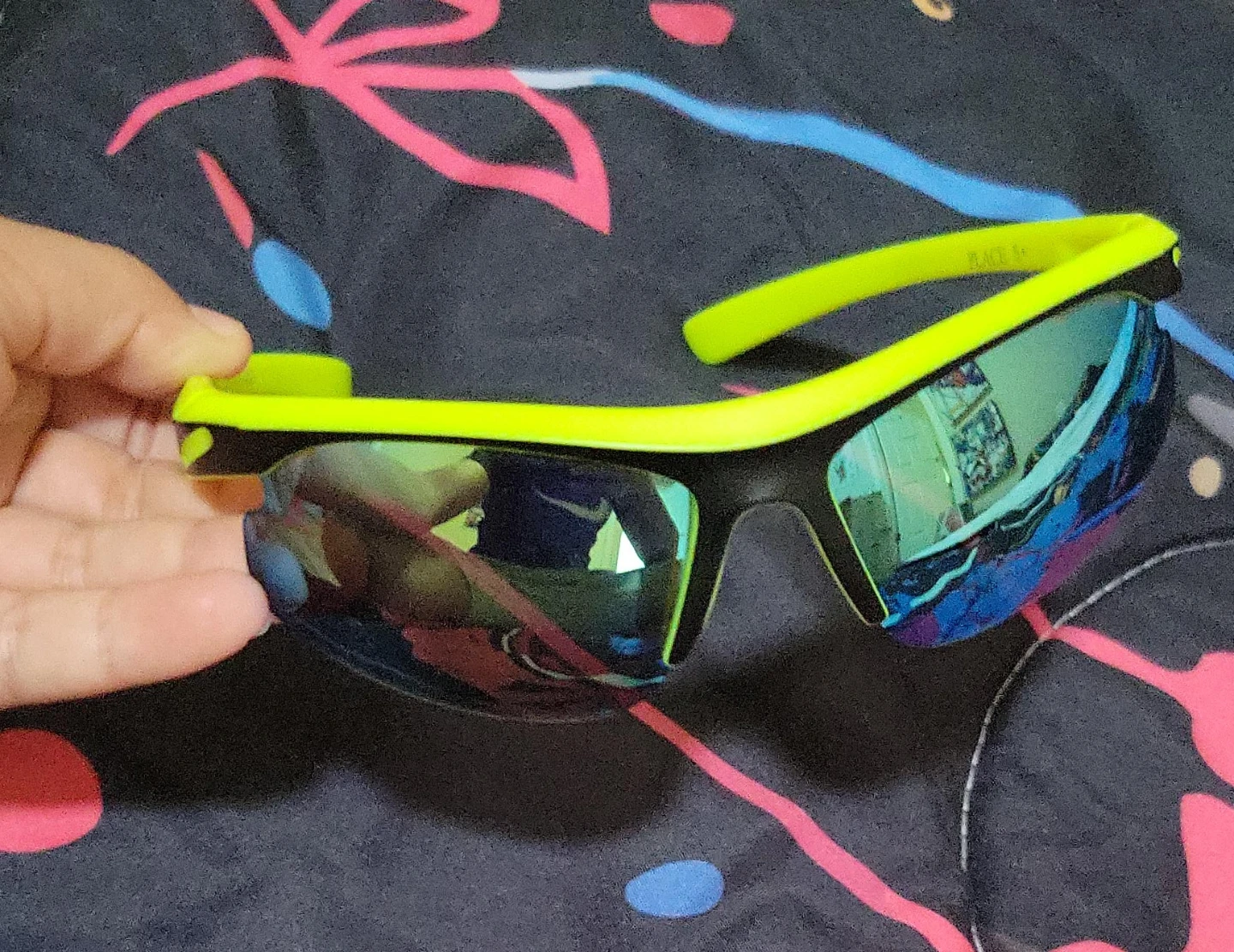 Sport Sunglasses with Neon Yellow Arms