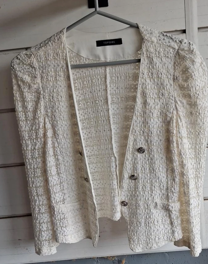 TOPGIRL cream textured blazer with silver buttons