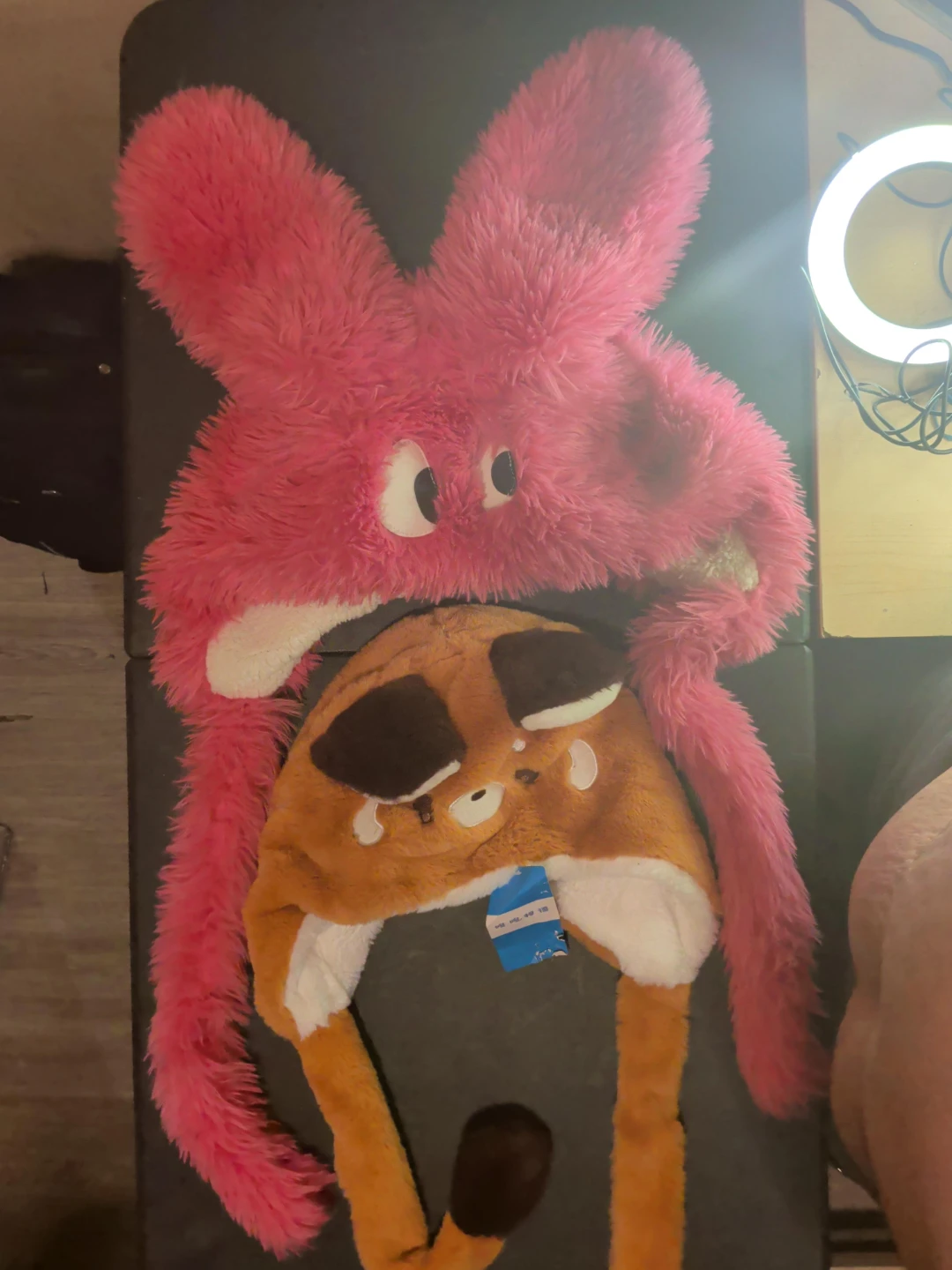 Cute Fluffy Pink Bunny & Fox Winter Hat
