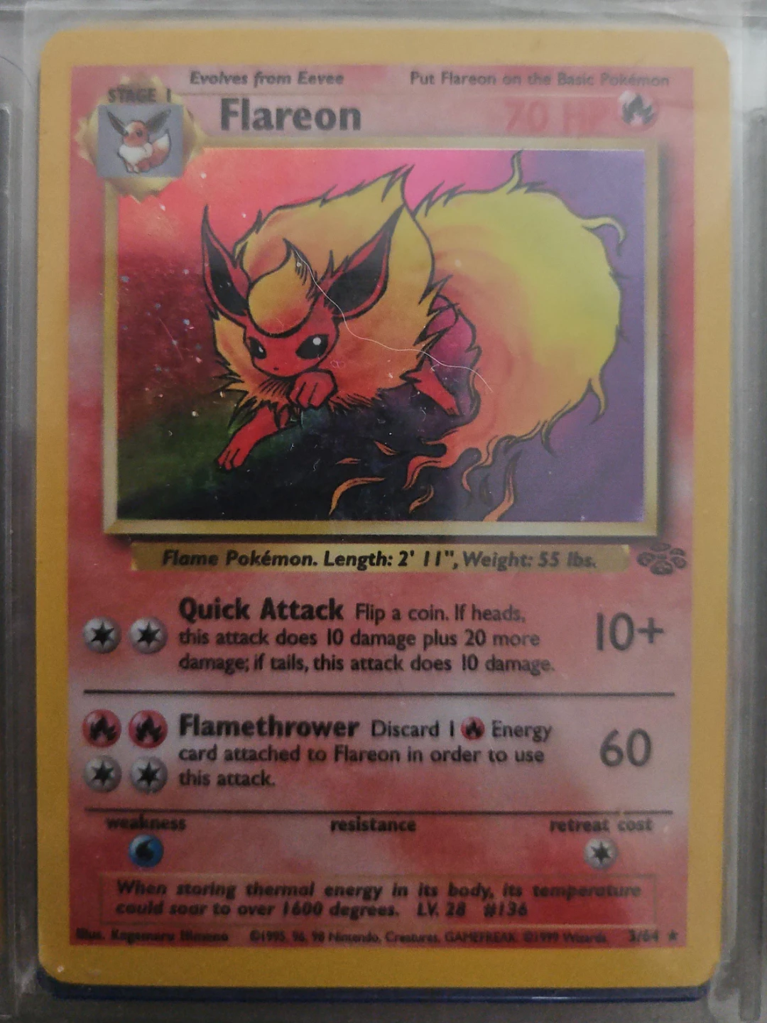 Pokémon Flareon #3/64 – Jungle – Holo Rare – Vintage