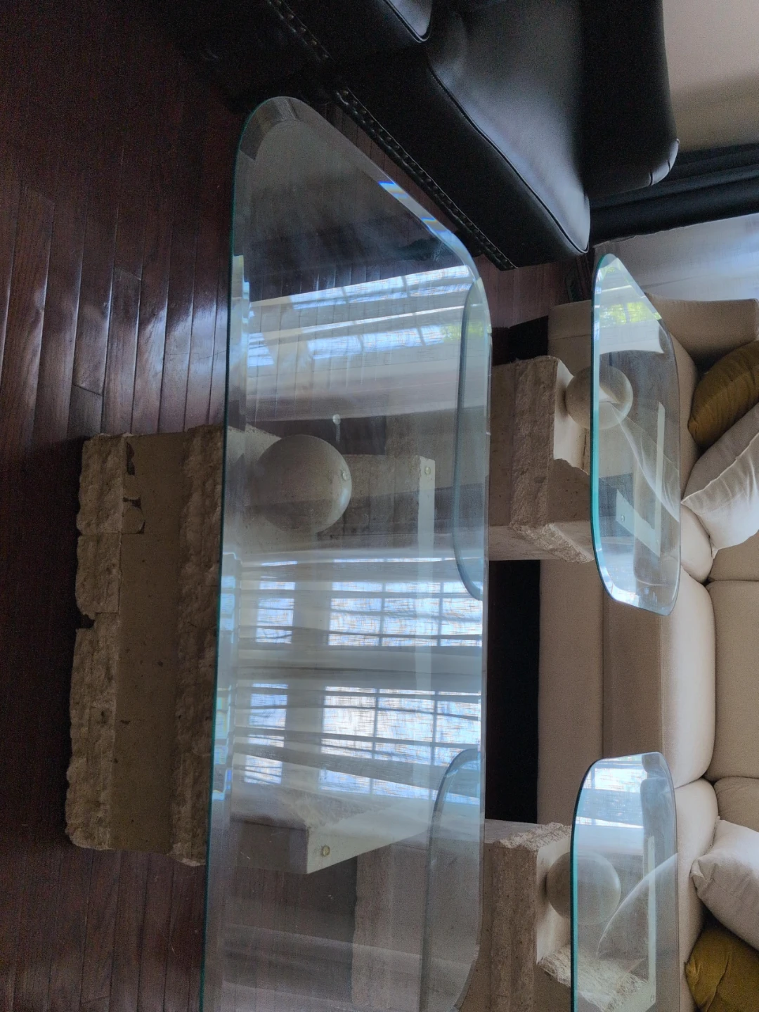 Glass and Stone Coffee Table