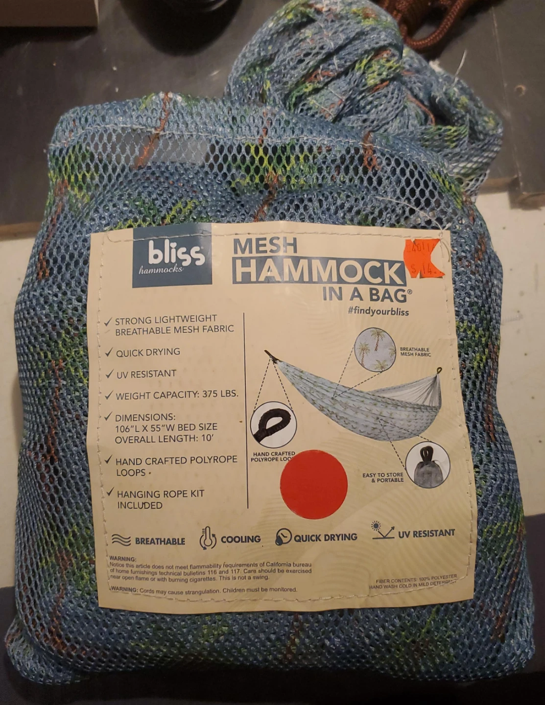 Bliss Hammocks Mesh Hammock in a Bag