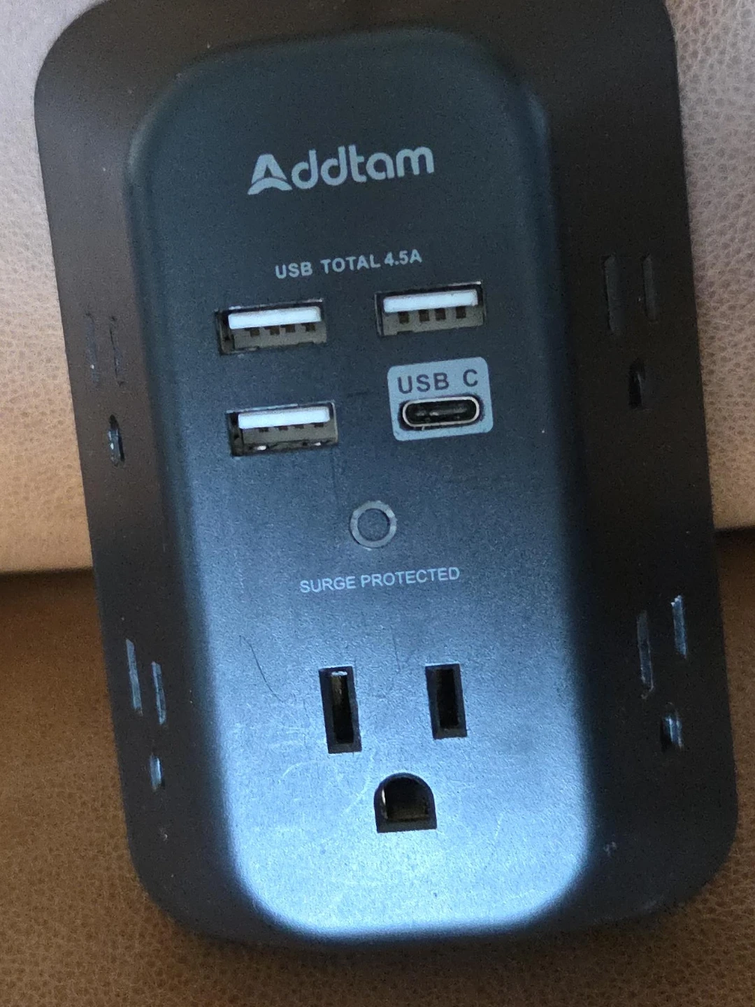 Addtam Surge Protected Power Outlet Extender with USB Ports