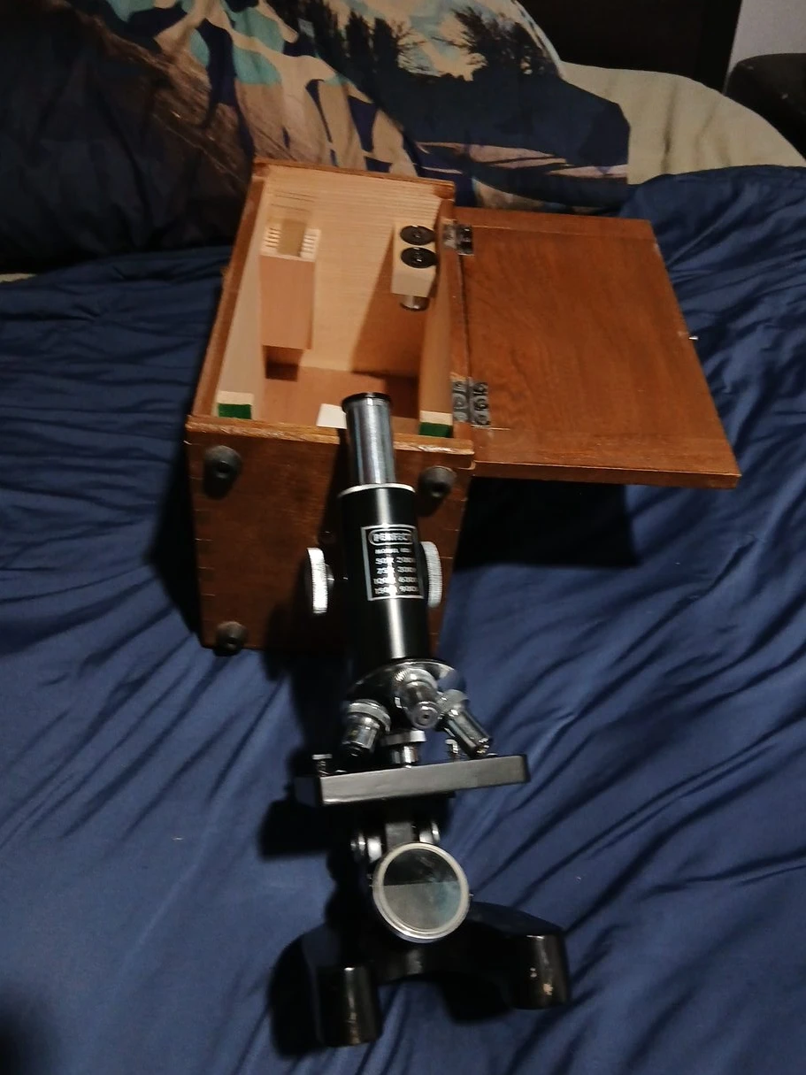 Perplex Microscope with Wooden Case