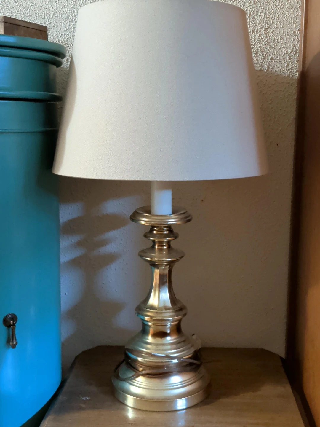 Set of touch Brass Table Lamp with Cream Shade