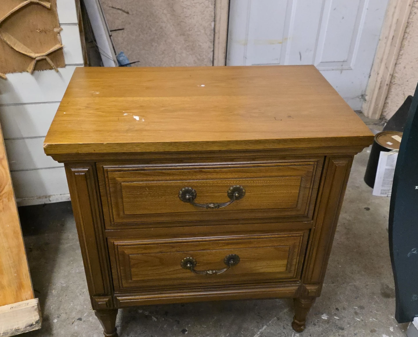 Oak Nightstand with Two Drawers