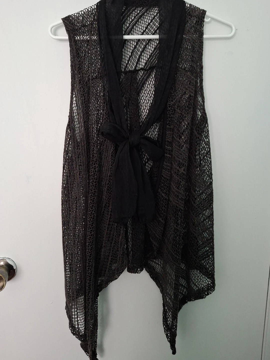 Gray Mesh Cardigan Vest