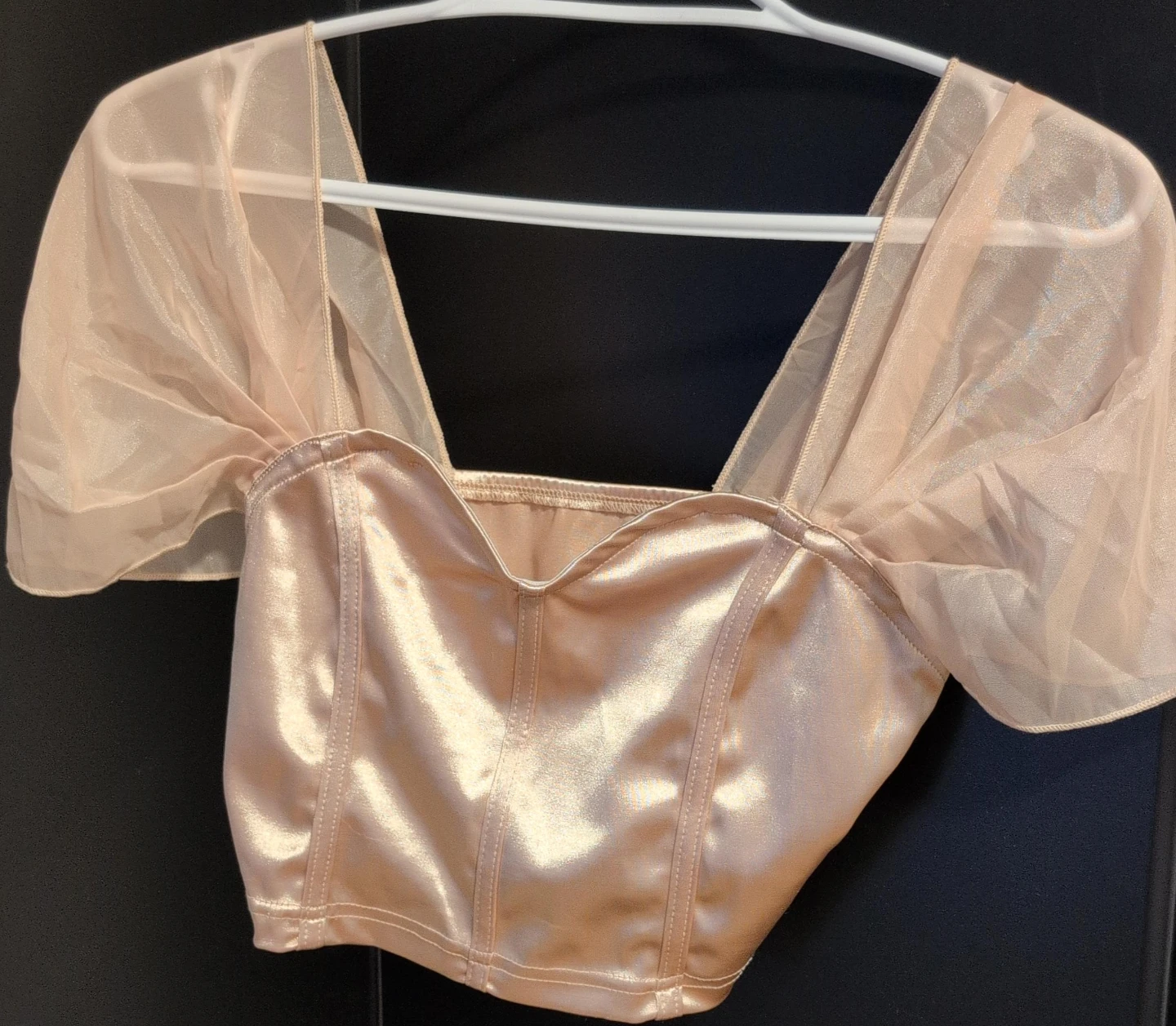 Champagne satin corset style crop top
