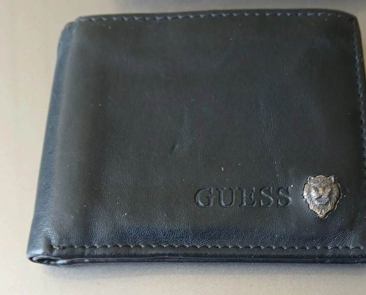 Black Guess Lion Logo Bifold Wallet
