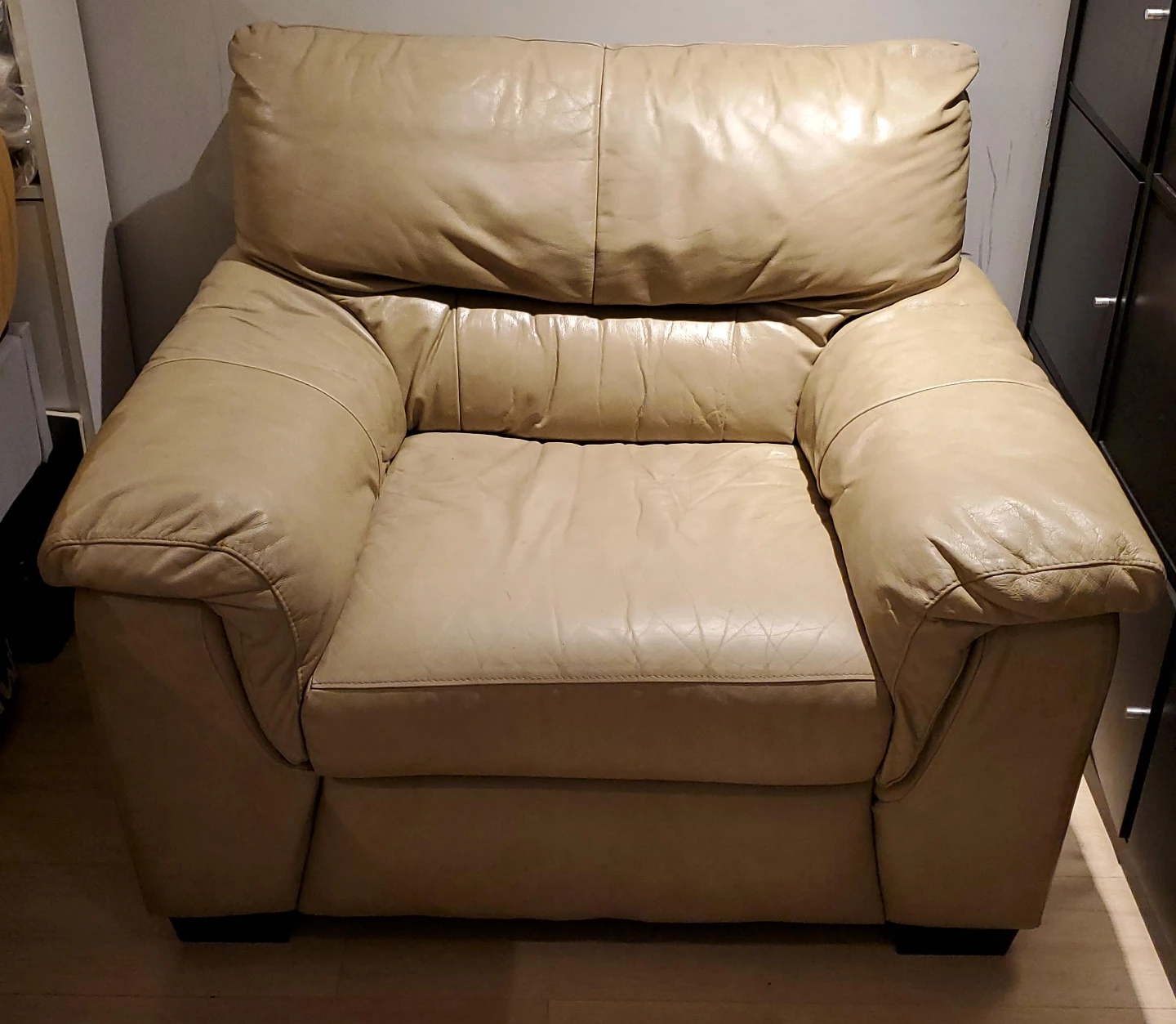 Leather Armchair - Beige (Best Offer Accepted - Need gone ASAP)