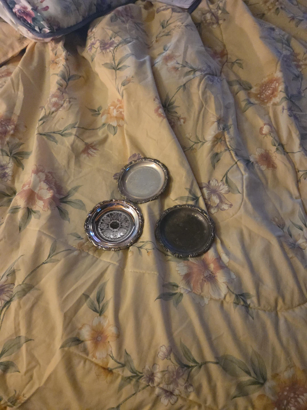 Set of 3 Silver-Tone Coasters