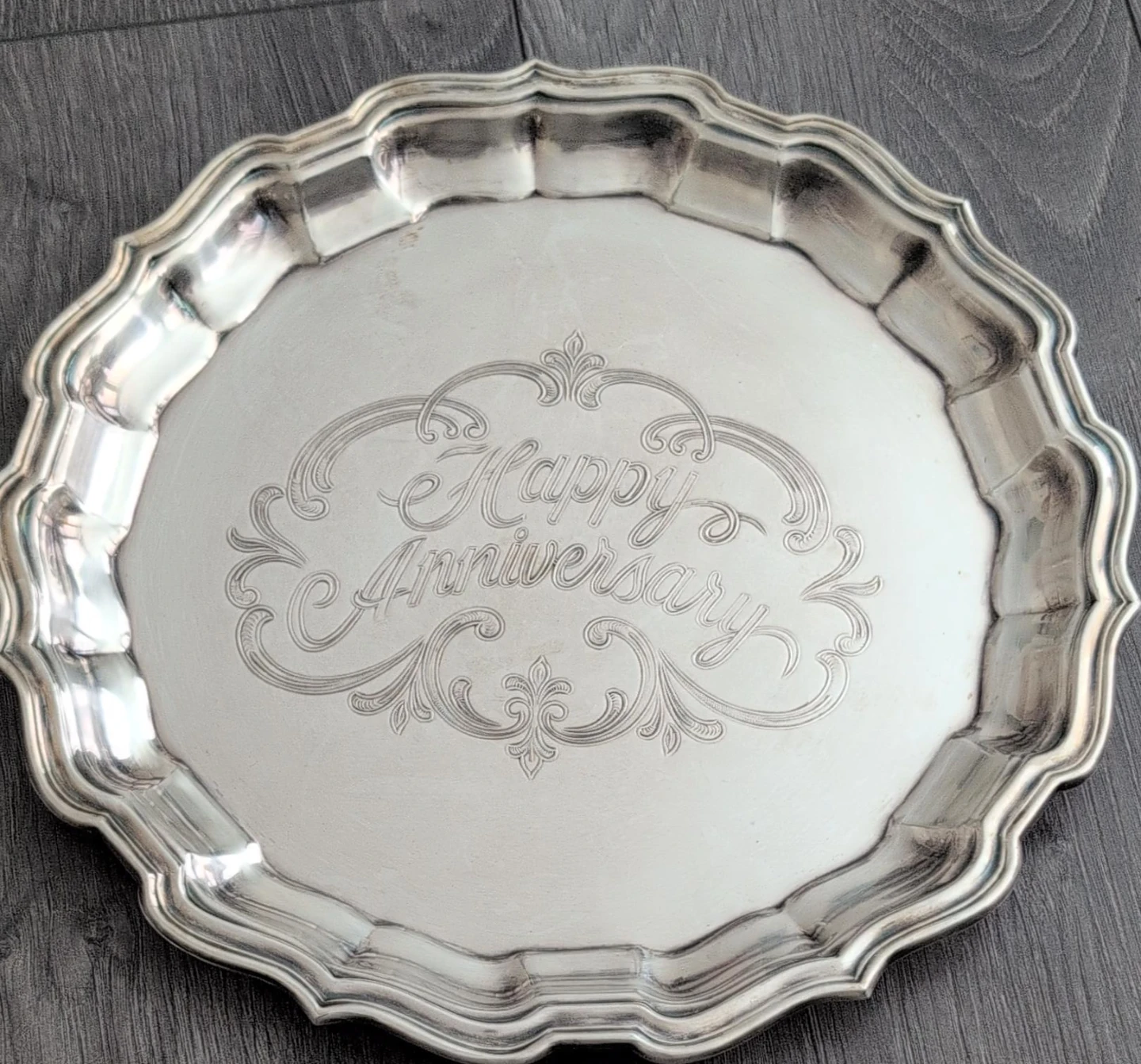 Vintage "Happy Anniversary" Silver Plated Tray