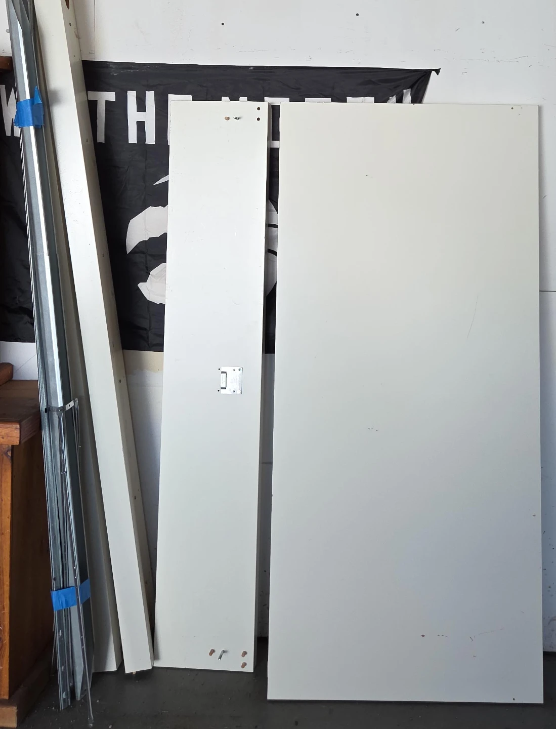 White Wood Panels and Galvanized Steel Queen Bed Frame