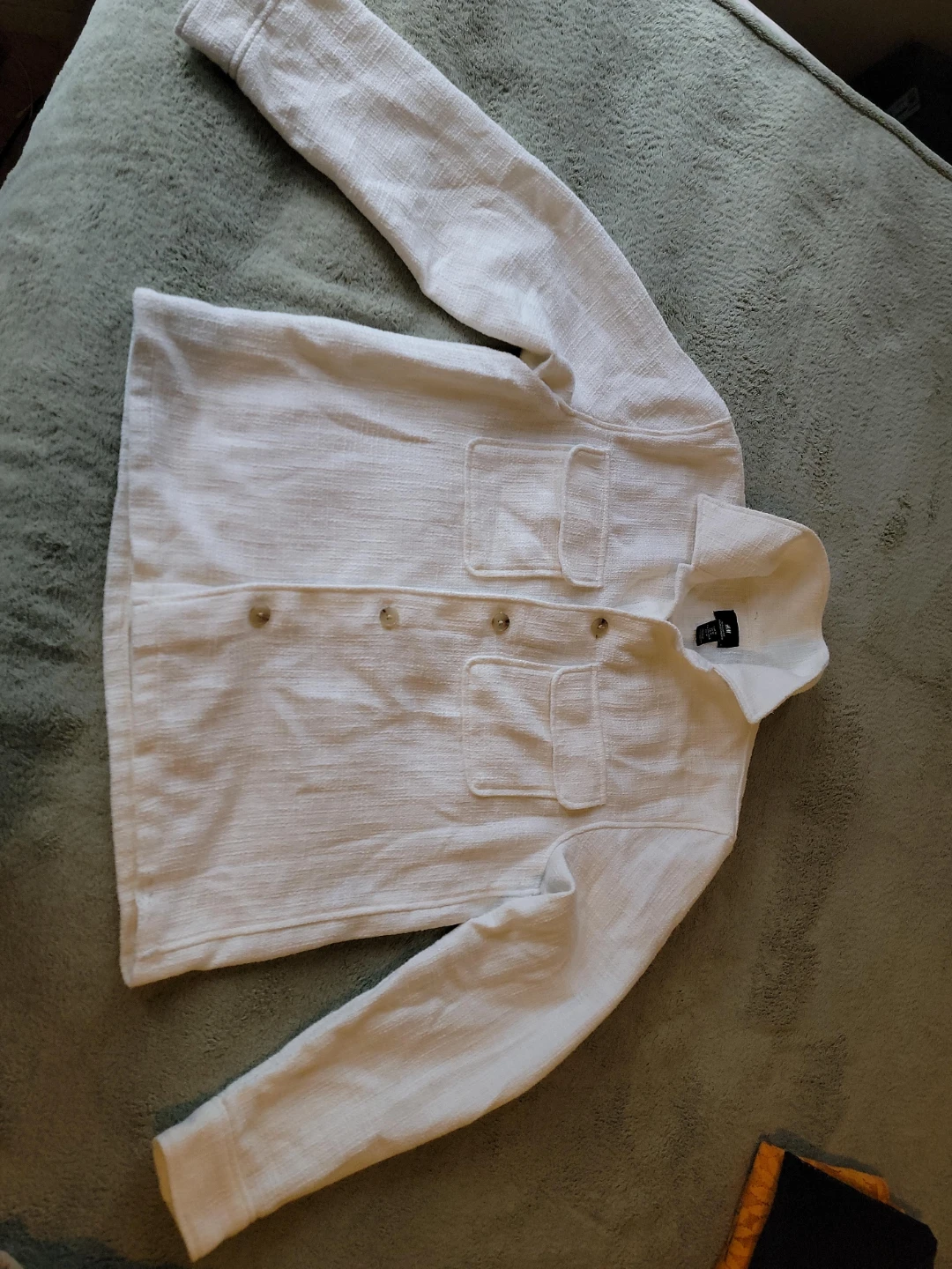 H&M White Button-Up Shirt Jacket