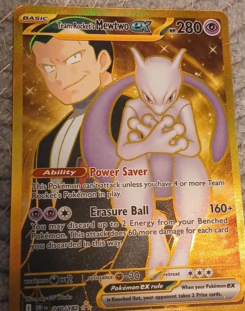 Pokemon Team Rocket's Mewtwo ex 240/182 Gold Card