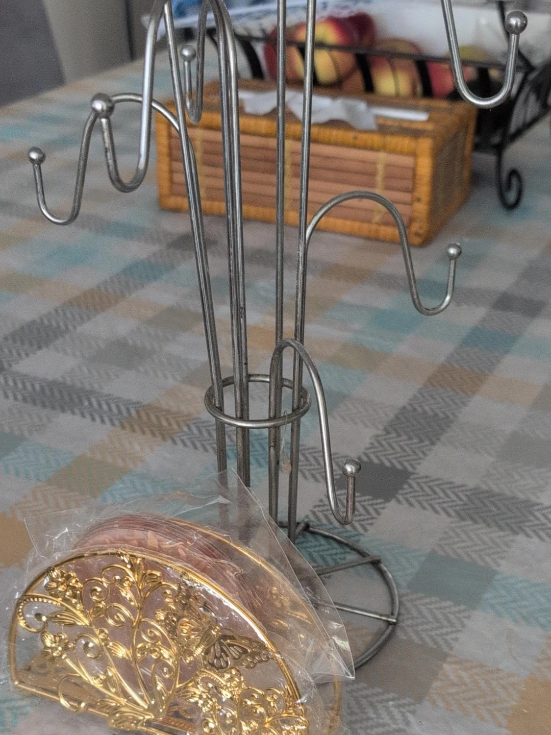 Silver Jewellery Stand and Gold Napkin Holder