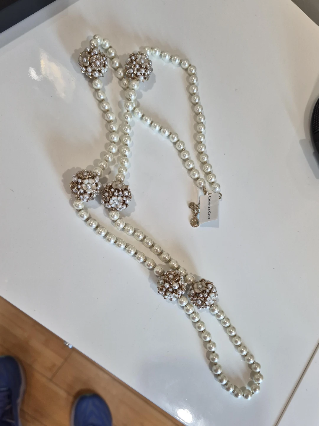 Charter Club Faux Pearl Necklace with Rhinestone Accents - photo 2