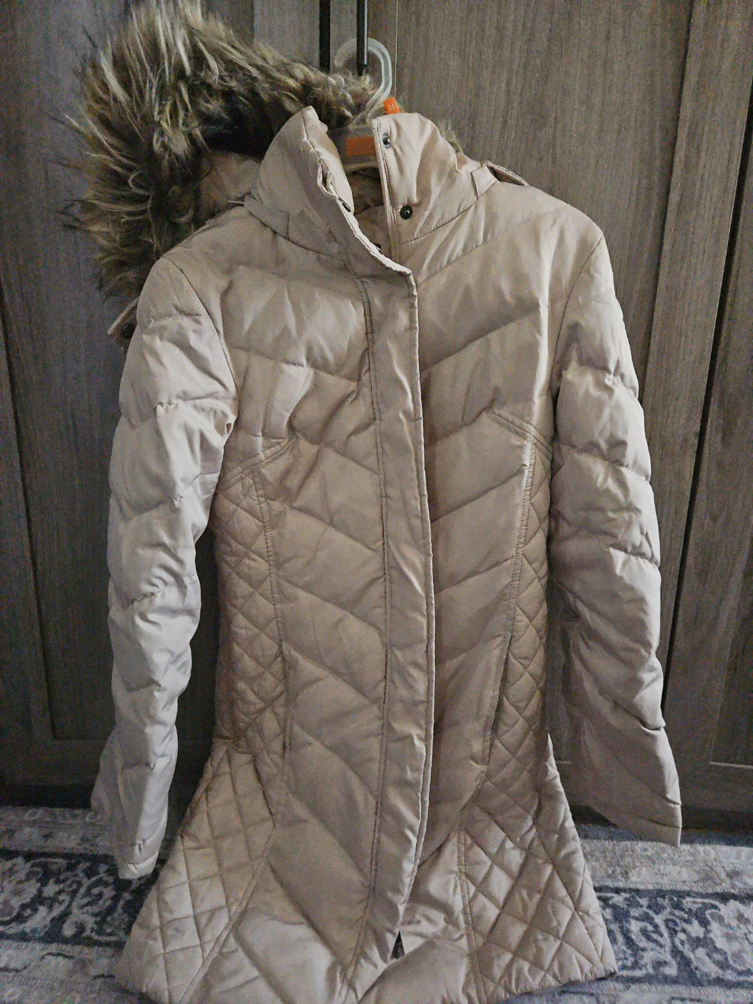 Women's Puffer Coat with Faux Fur Hood