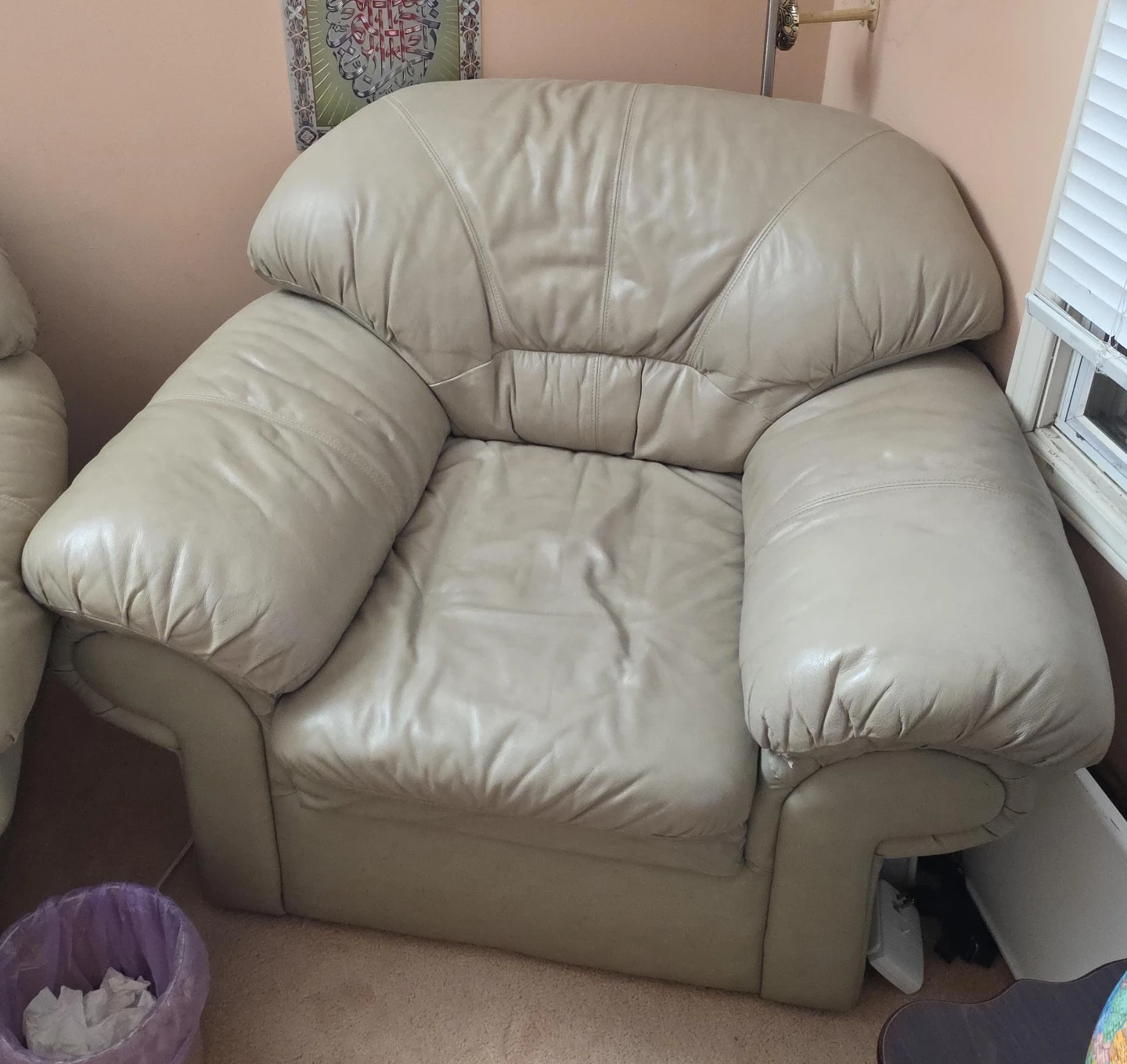 Beige Leather Armchair