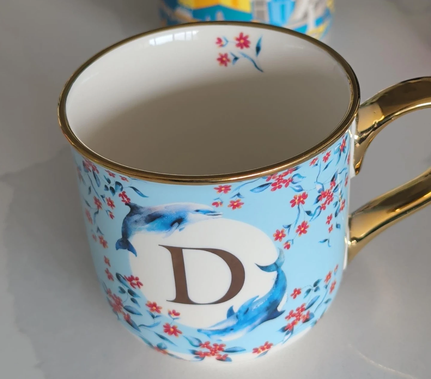 Letter D Dolphin Pattern Mug