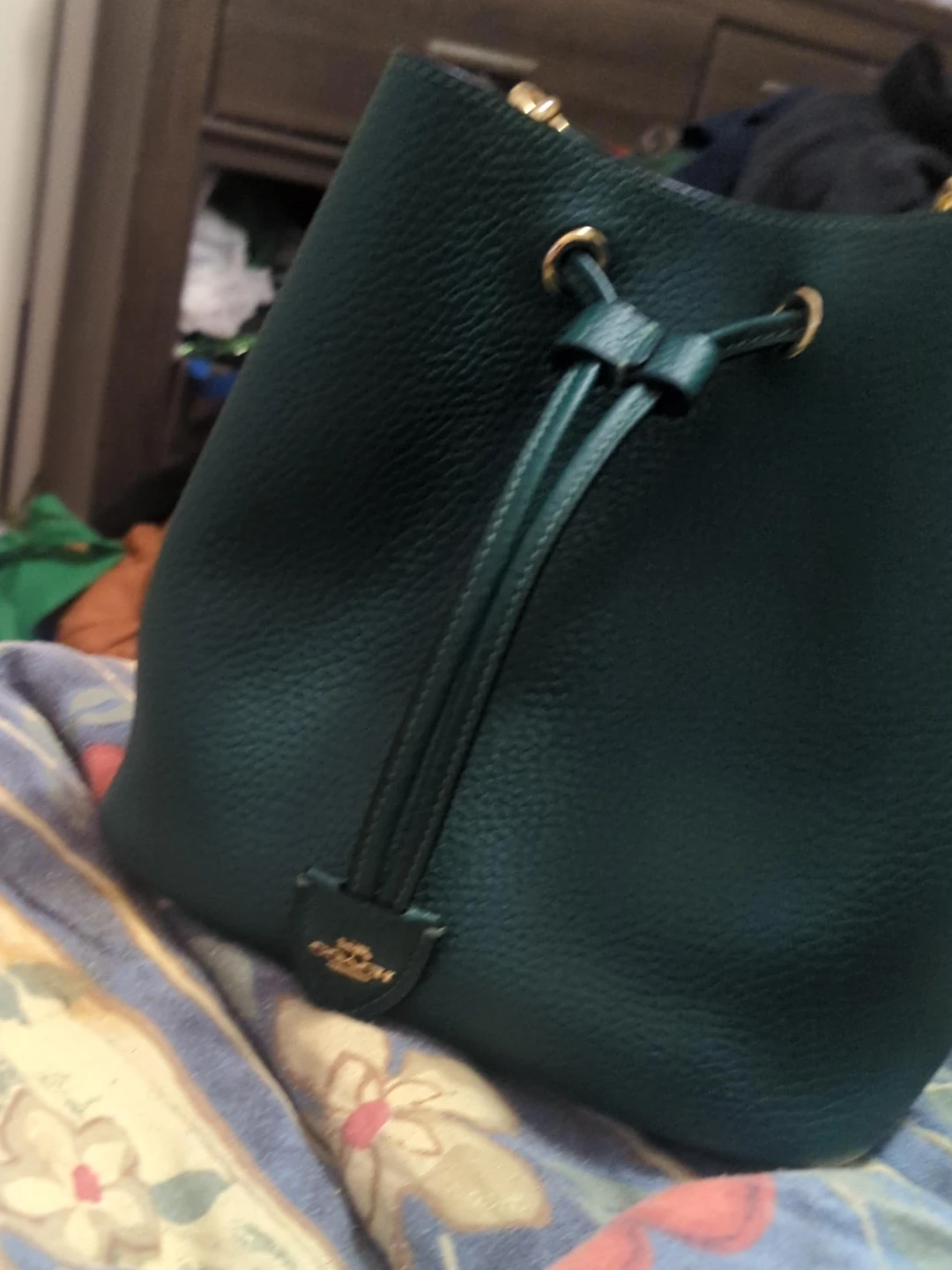 Coach Green Leather Bucket Bag
