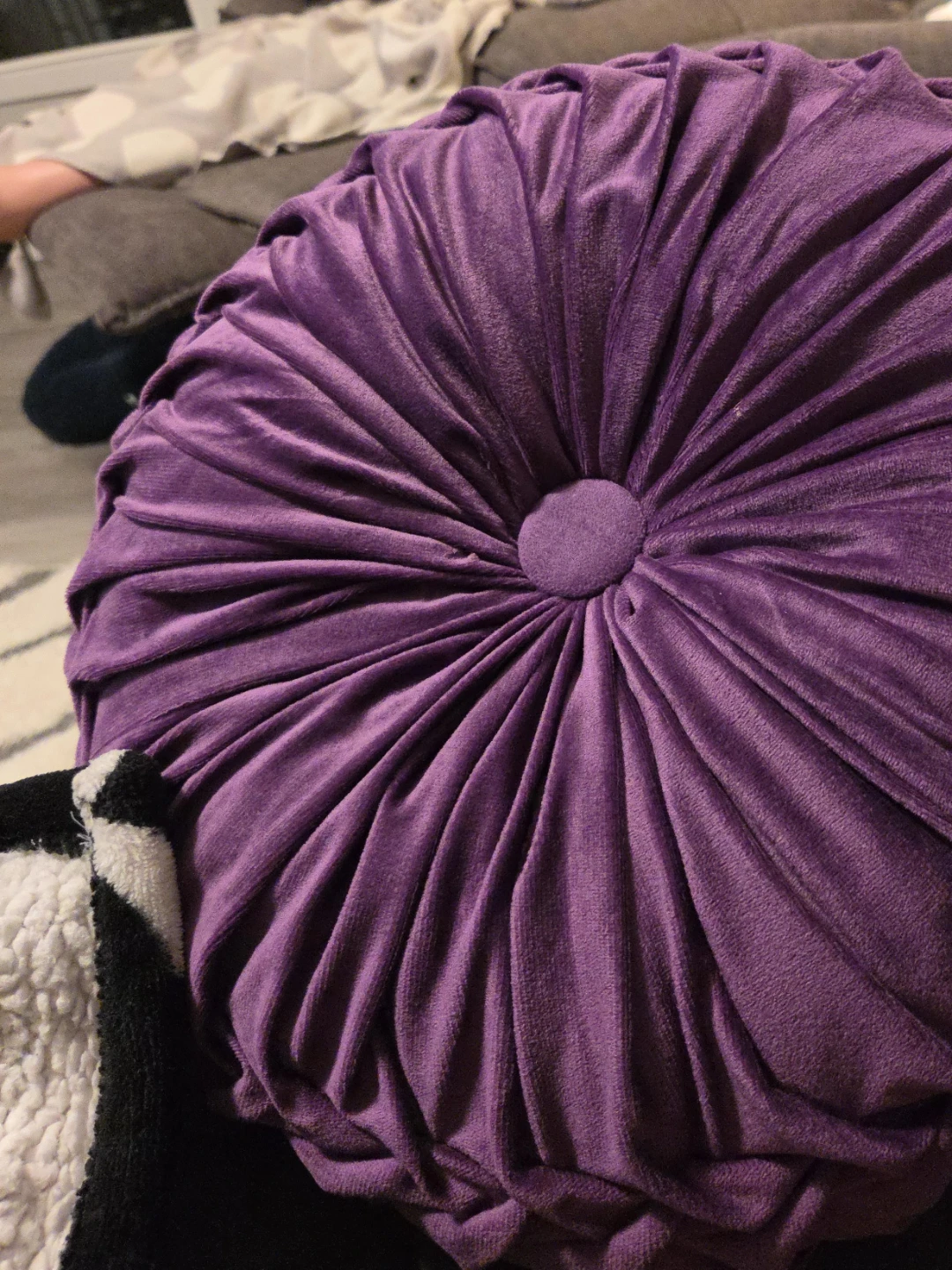 Purple Velvet Round Throw Pillow